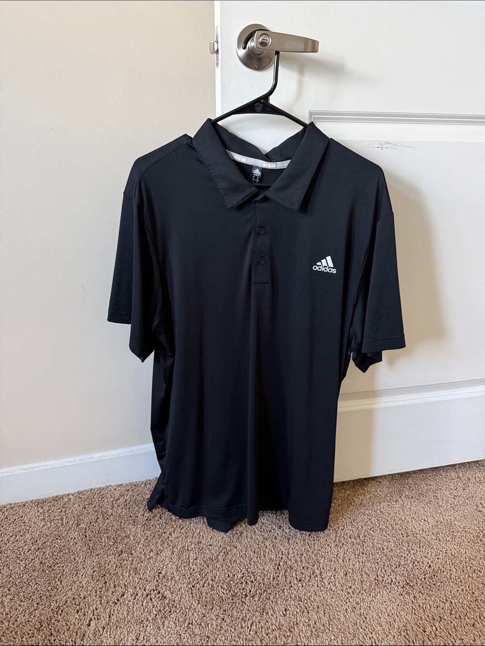adidas Black Men’s Polo with Embroidered Logo